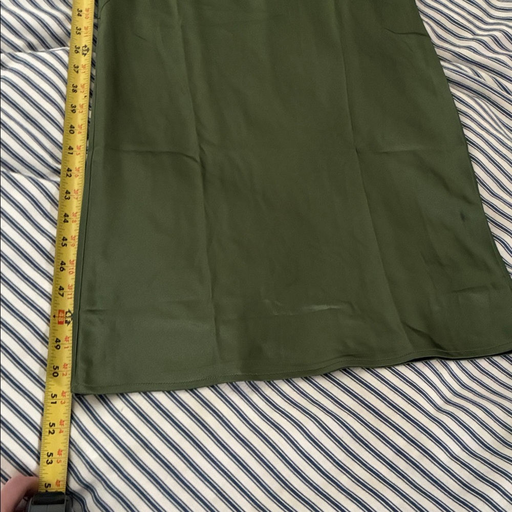 Petal & Pup Olive One-Shoulder Satin Evening Dress - Picture 16 of 16